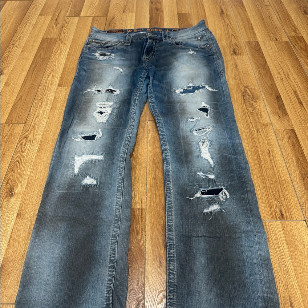 Rock Revival Men’s 38 Distressed Jayshi Alt Straight Jeans - Picture 6 of 7